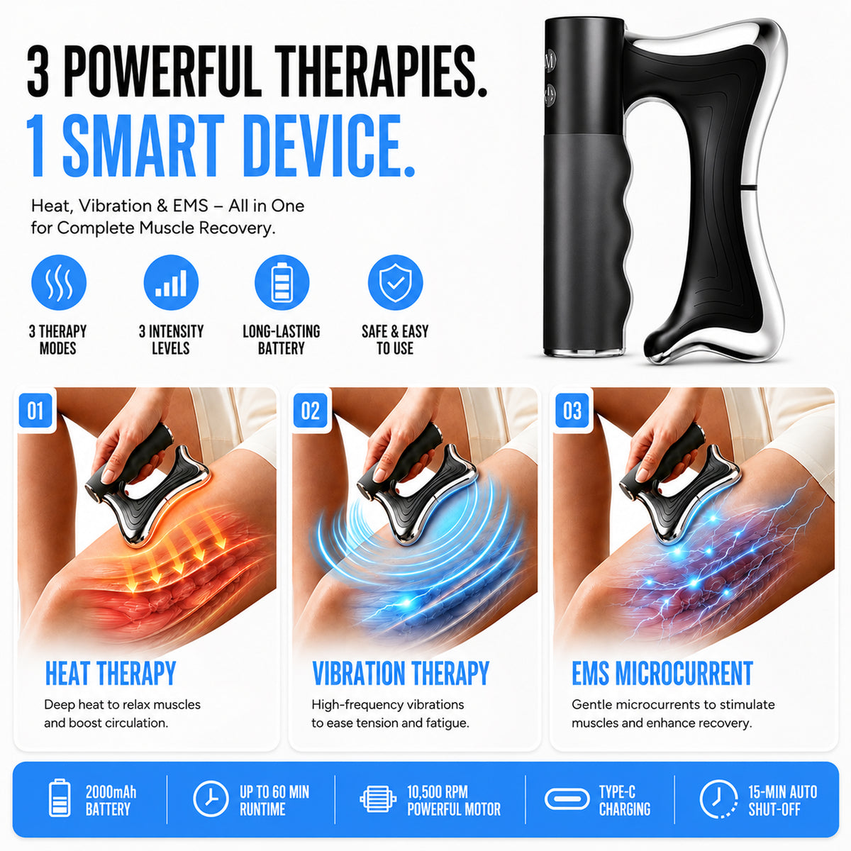 BELLACURE Essential DYM-062 3-in-1 Electric Scraping Massager